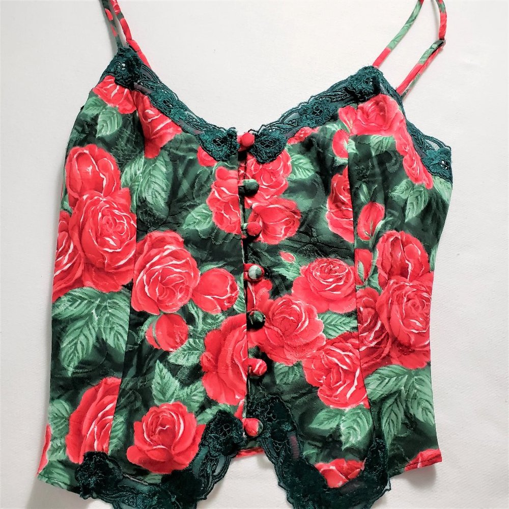 Vintage Victoria Secret Rose Print Camisole Size S